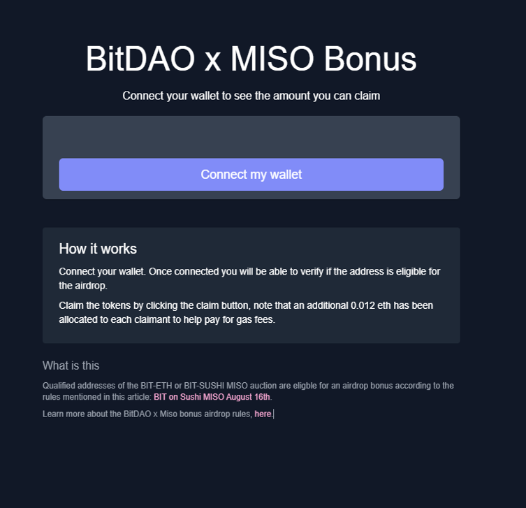 BitDAO　MISO　Bonusサイト